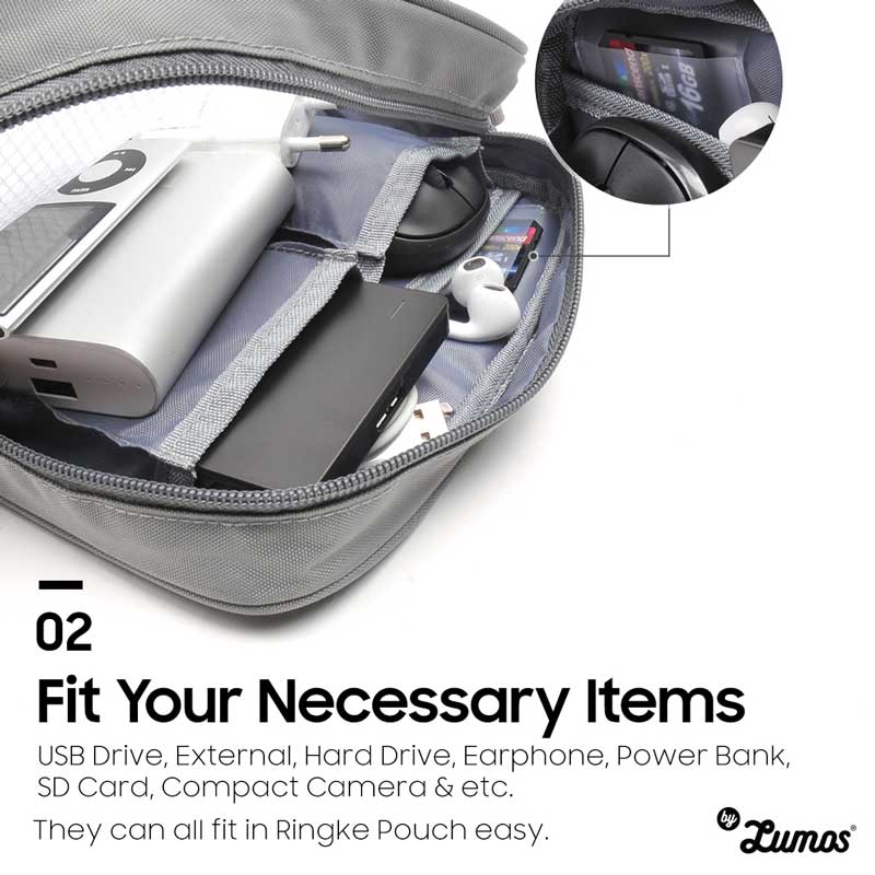 𝗥𝗶𝗻𝗴𝗸𝗲 𝗢𝗥𝗚𝗔𝗡𝗜𝗭𝗘𝗥 𝗣𝗢𝗨𝗖𝗛 Packing Storage Pouch Zipper Electronics Organizer Travel Digital Storage Bag
