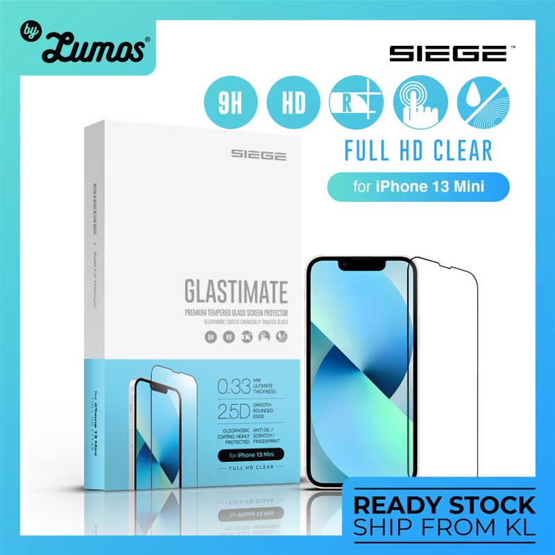 SIEGE GLASTIMATE APPLE iPhone 13 MINI 2.5D FULL COVERAGE PROTECT HD ( CLEAR )PREMIUM TEMPERED GLASS SCREEN PROTECTOR