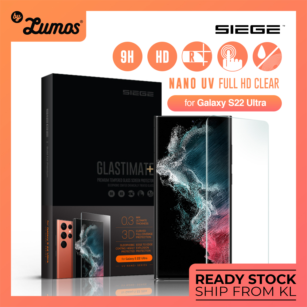 𝗦𝗜𝗘𝗚𝗘 𝗚𝗟𝗔𝗦𝗧𝗜𝗠𝗔𝗧𝗘 Samsung Galaxy S22 Ultra UV Nano Glue 3D Full Coverage Protection Tempered Glass Screen Protector