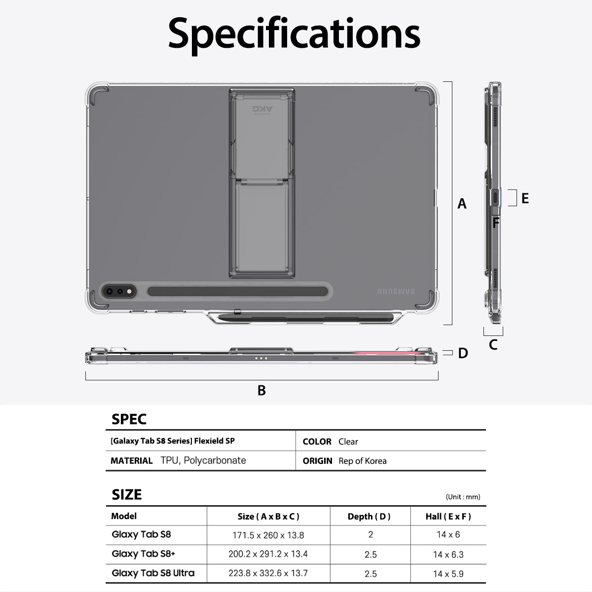 𝗔𝗥𝗔𝗥𝗘𝗘 𝗙𝗟𝗘𝗫𝗜𝗘𝗟𝗗 𝗦𝗣 Samsung Galaxy Tab S7+/S8/S8+/S8 Ultra Stand Angle Full Coverage Protection Case