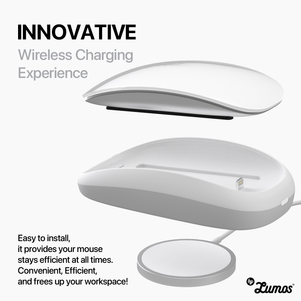 𝗜𝗡𝗩𝗜𝗦𝗜𝗕𝗟𝗘 𝗦𝗔𝗙𝗘𝗚𝗨𝗔𝗥𝗗 𝗖𝗛𝗔𝗥𝗚𝗜𝗡𝗚 𝗕𝗔𝗦𝗘 Designed For A-PPLE Magic Mouse 2, Ergonomic & Wireless Charging Magsafe & QI Techno