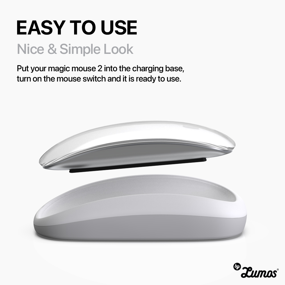 𝗜𝗡𝗩𝗜𝗦𝗜𝗕𝗟𝗘 𝗦𝗔𝗙𝗘𝗚𝗨𝗔𝗥𝗗 𝗖𝗛𝗔𝗥𝗚𝗜𝗡𝗚 𝗕𝗔𝗦𝗘 Designed For A-PPLE Magic Mouse 2, Ergonomic & Wireless Charging Magsafe & QI Techno